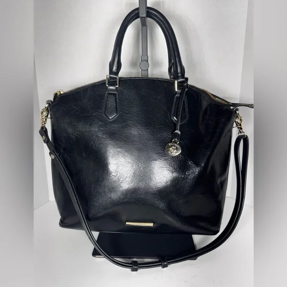 Brahmin Duxbury Satchel Black Charleston Leather Zip Top handle crossbody - Picture 2 of 14